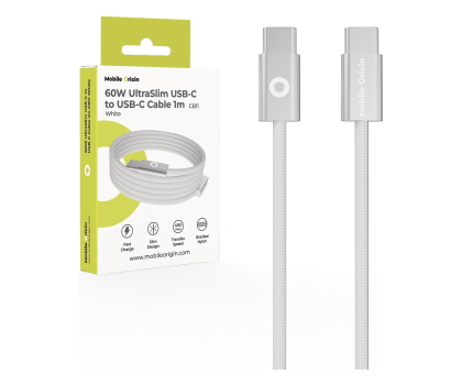Kabel Mobile Origin 60W UltraSlim USB-C to USB-C Cable 1 m CB11 White